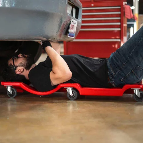 Vista 8 de AFF XL Mechanic's Creeper - Creeper Ergonómico de 47" de Longitud con Reposacabezas Acolchado y Bandejas Magnéticas para Herramientas - Super