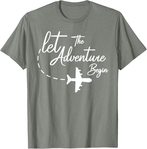 Vista 70 de Let The Adventure Begin - Camiseta inspiradora en modo de viaje en avión, Negro, S