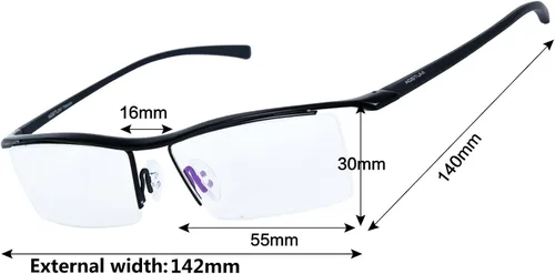 Vista 31 de Agstum Gafas de negocios sin montura de titanio puro, lentes transparentes