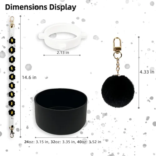 Vista 5 de Juego de fundas de silicona para botella de agua Owala de 24 oz, 32 oz, 40 oz - Incluye dije de dibujos animados y correa de mango de botella