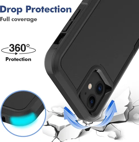 Vista 3 de MDCN Funda para iPhone 11: funda protectora de doble capa resistente para teléfono celular, a prueba de golpes, resistente, con protector