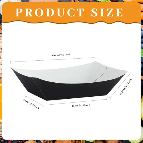 Vista 2 de Bandeja de papel desechable para alimentos, barcos de alimentos, resistente a la grasa, bandeja de palomitas de maíz para servir nachos, tacos