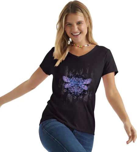 Vista 3 de Hanes - Camiseta de manga corta con cuello en V para mujer