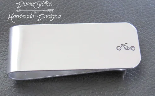 Vista 4 de Clip de dinero Harley, varios metales, personaliza con texto en ambos lados