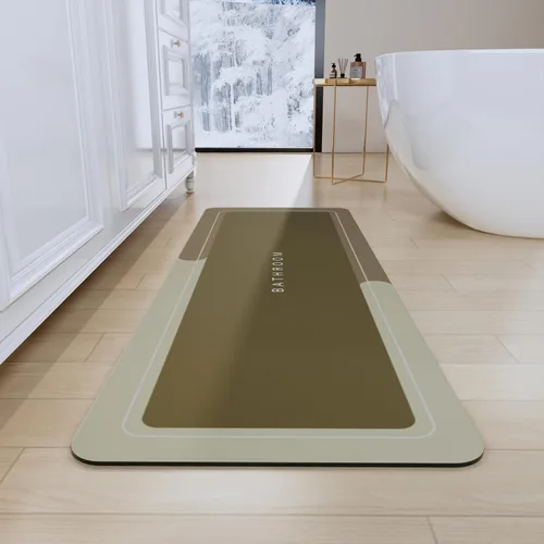 Vista 80 de Tapetes de baño antideslizantes de secado rápido, tapetes de baño de goma súper absorbentes para debajo de la puerta, tapetes de baño para baño, Azul