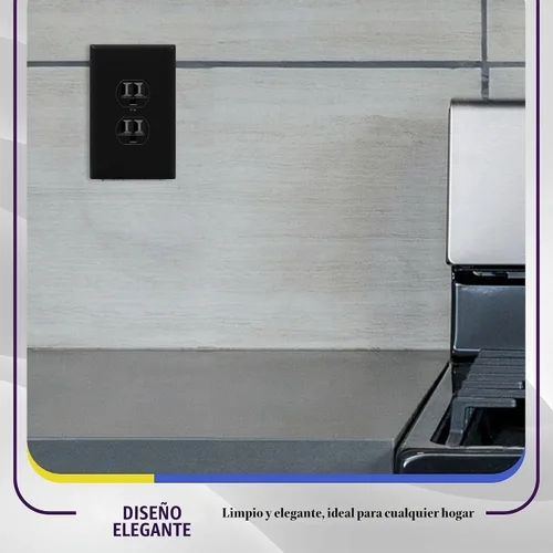 Vista 7 de ENERLITES Placa de pared dúplex para tomacorriente para receptáculos, cubierta de toma de corriente eléctrica jumbo, acabado brillante, de gran Negro