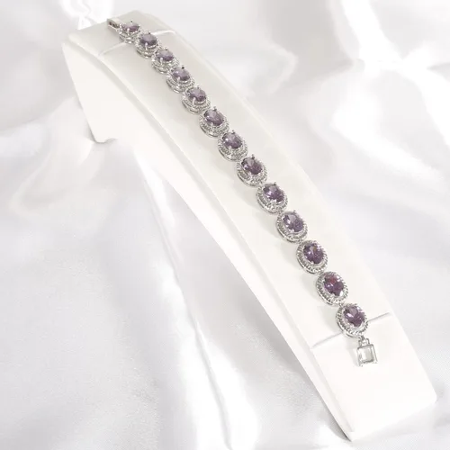 Vista 5 de Qingbin - Pulsera ovalada con circonita cúbica AAA+, pulsera clásica de tenis con circonita cúbica
