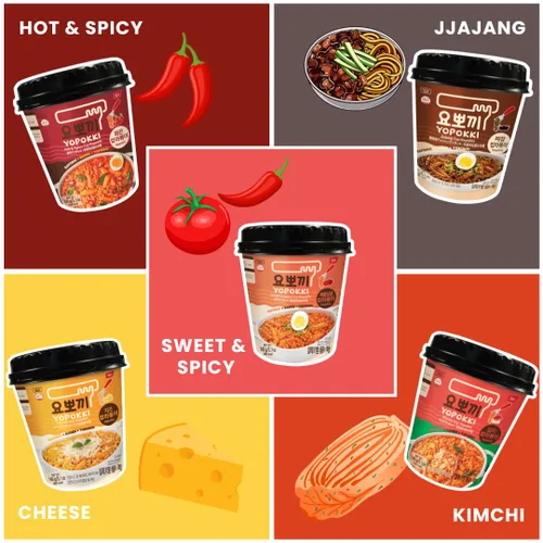 Vista 5 de Yopokki Taza Rabokki instantánea – Tortas de arroz coreanas Tteokbokki con fideos ramen, comida callejera coreana rápida y fácil, aperitivos