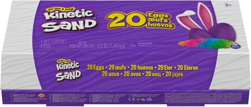 Vista 9 de Kinetic Sand, Paquete de 20 huevos con arena de juego roja, amarilla y azul de 3.3 libras para caza de huevos, recuerdos de fiesta y bolsas