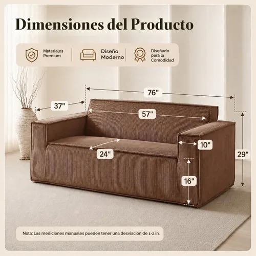 Vista 2 de Swbvs Sofá en una caja, sofá de espuma viscoelástica de 3 plazas, sin instalación y fácil de transportar, sofá moderno de asiento profundo con tela