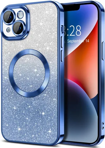 Vista 24 de Hython Funda para iPhone 12 Pro Max Transparente Magnética con Purpurina [Compatible con MagSafe] Protector Completo de Lente de Cámara Delgado