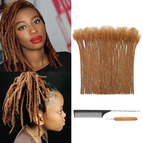 Vista 36 de Extensiones de Rastas de Cabello Humano 0.4cm de Grosor 4 Pulgadas 20 Hebras 100% Cabello Humano Real para Hombres/Mujeres/Niños Completamente