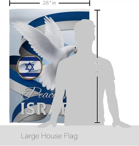 Vista 2 de Israel Flag Paz para Israel para colgar en la pared, hogar, porche, dormitorio, residencial, bandera de Israel, para campamento al aire libre