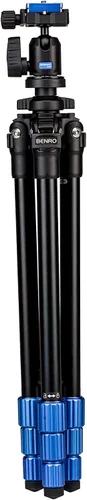 Vista 4 de Kit de trípode de aluminio delgado Benro – Trípode de viaje ligero con cabeza de bola N00, placa Arca-Swiss, cerraduras de giro y estuche