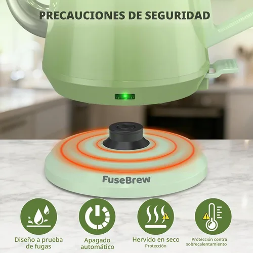 Vista 5 de Hervidor Eléctrico de Cuello de Cisne (0.8L), 1200 Vatios Ebullición Rápida, Acero Inoxidable Libre de BPA, Apagado Automático, Hervidor para Verter