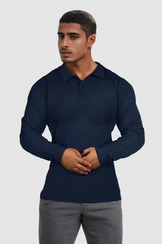 Vista 2 de GINGTTO Mens Long Sleeve Polo Shirts with Collar Slim Fit Muscle Fitted Polo for Men Ribbed