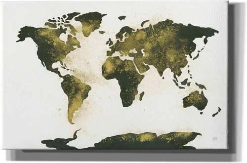 Vista 9 de Epic Graffiti 'World Map Gold Dust' por Chris Paschke, lienzo de arte para pared, 18 x 12 pulgadas
