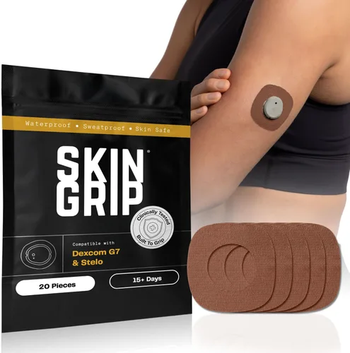 Vista 14 de Skin Grip Parches adhesivos para Dexcom G7 y Stelo CGM con recorte, cubierta impermeable y resistente al sudor para sensor continuo de monitor