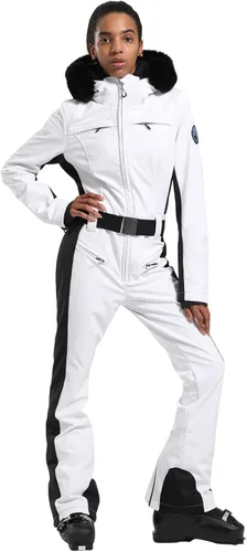 Vista 104 de GSOU SNOW Traje de esquí para mujer, traje de nieve de una pieza, para snowboard, delgado, aislante, impermeable, resistente al viento