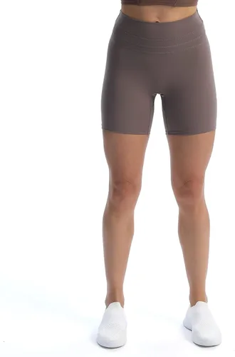Vista 3 de Aoxjox Pantalones cortos de entrenamiento de cintura alta para mujer, con control de abdomen, pantalones cortos de yoga suaves de 6 pulgadas