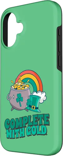Vista 2 de iPhone 16 completo con oro - Funda con diseño de arcoíris y fortuna