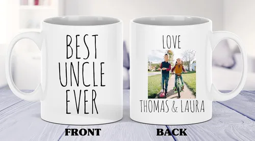 Vista 4 de Taza personalizada con el mejor tío de la historia, taza de foto de sobrina sobrino, regalo del día del padre