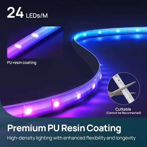 Vista 8 de Linkind - Tira de luces LED RGB de 10 pies, tira de luz inteligente que funciona con Alexa y Google Home, luces LED de cambio de color segmentadas