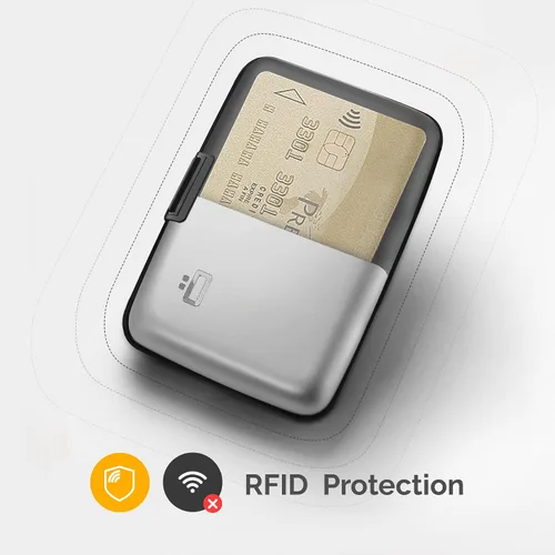 Vista 49 de ÖGON -DESIGNS- Portatarjetas de aluminio, protección RFID contra fraude y desmagnetización, billetera compacta, funda inteligente modelo STOCKHOLM V1