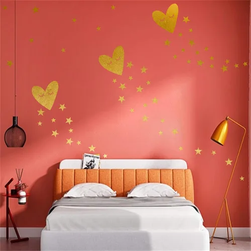 Vista 3 de 126 calcomanías de pared de corazón amoroso, decoración de pared dorada para niñas, decoración de dormitorio de niñas, calcomanías de vinilo