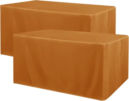 Vista 25 de Obstal Paquete de 2 manteles negros ajustables para mesas rectangulares de 4 pies, resistente al agua, lavable, tela de poliéster