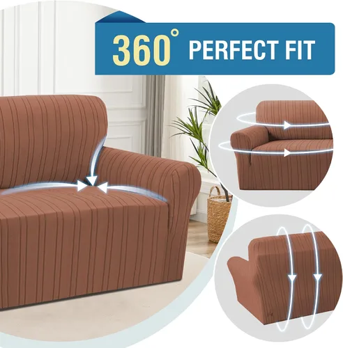 Vista 4 de H.VERSAILTEX Fundas de Loveseat de Alta Elasticidad, Funda de Sofá de 1 Pieza Antideslizante con Parte Inferior Elástica, Fundas de Sofá Gruesas