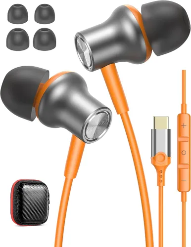 Vista 9 de Auriculares USB C con cable para Apple, auriculares suaves para iPhone 17 17e Air 16 16e 15 para iPad Pro para Samsung/Android para Galaxy S26 S25