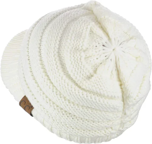 Vista 20 de C.C Gorro de punto trenzado cálido y grueso con visera