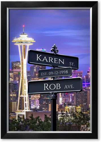 Vista 190 de IPIC - Personalized Framed Canvas with Custom Street Sign in Boston Personalized Street Signs with Names, Custom Canvas Print, Boston Sunset