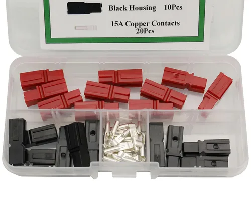 Vista 3 de 10 pares de desconexión rápida 15AMP 600V conector de alimentación Enchufe de batería+terminales rojo negro