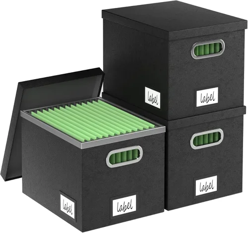 Vista 13 de Caja Organizadora de Archivos - Cajas de Archivos para Archivos Colgantes con Tapa Juego de 2 Organizador de Carpetas Colgantes Decorativas