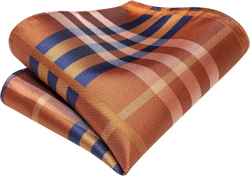 Vista 202 de Hi-Tie Corbata clásica de cachemira para hombre con pañuelo y gemelos a cuadros