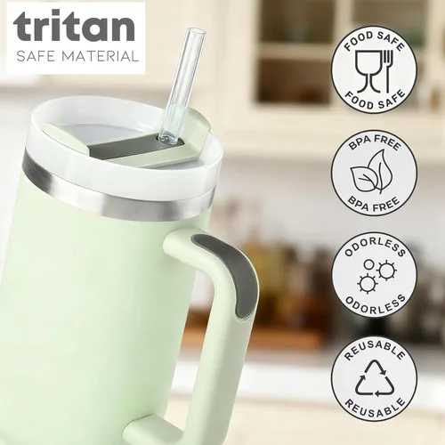 Vista 7 de ALINK Paquete de 10 popotes reutilizables transparentes para jarra Stanley de 20 oz y 14 oz, popotes de plástico duro Tritan para Yeti Rtic de 30