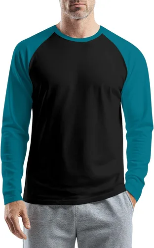 Vista 6 de Camisas de manga larga para hombre, camiseta casual de cuello redondo, suave, elástica, M-3XL
