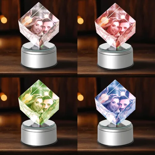 Vista 4 de Marco de fotos de cristal 3D personalizado, marco de fotos de cristal con impresión UV personalizado con tu propia foto, regalos personalizados