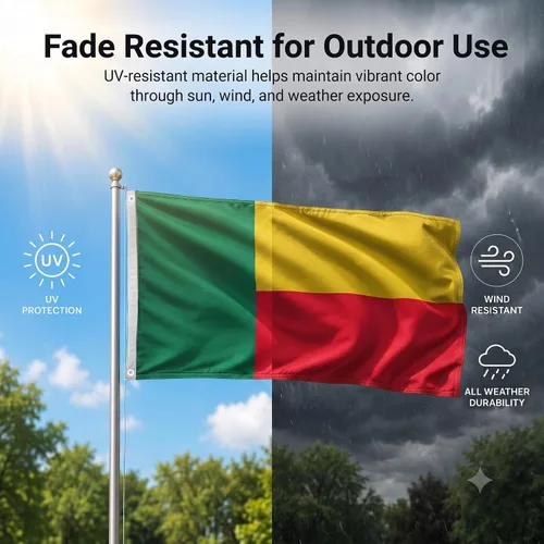 Vista 3 de DMSE - Bandera nacional beninesa beninesa de la República de África Occidental, 2 x 3 pies, 100 % poliéster, 100 % poliéster, resistente a los rayos