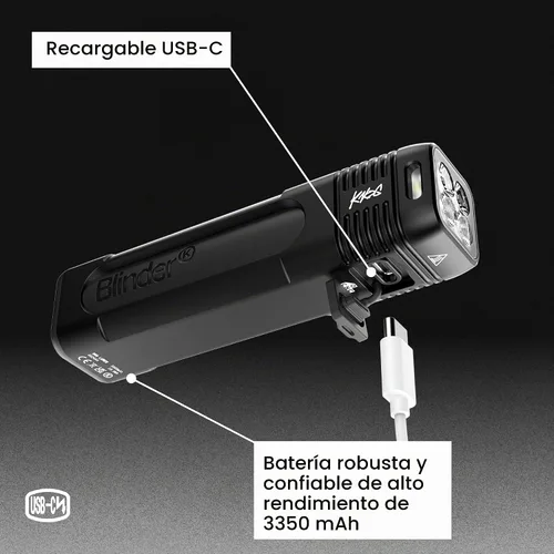 Vista 4 de Knog Blinder 600 USB-C recargable luz delantera para bicicleta 600 lúmenes
