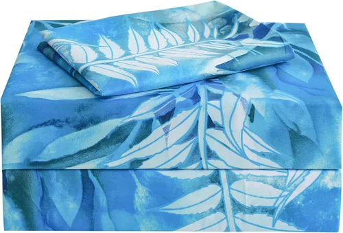 Vista 11 de JSD Juego de sábanas florales azul marino, tamaño individual, sábanas de microfibra impresas de 3 piezas, bolsillo extra profundo, sin arrugas