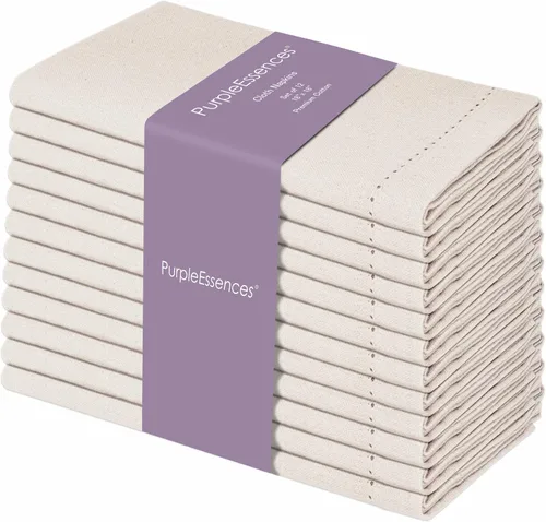 Vista 13 de PurpleEssences Juego de 6 servilletas de tela de vainica, 100% algodón, suaves, duraderas, lavables, ideales para bodas, Navidad, vacaciones