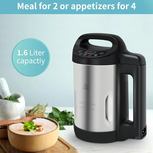 Vista 2 de Fabricante de sopa Potlimepan 1.6 L, Multifunción 4 en 1 y licuadora de sopa y batidos con panel de control inteligente, fabricante de sopa caliente