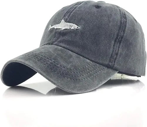 Vista 9 de YEKEYI Gorra de béisbol unisex con bordado de tiburón, de algodón lavado, ajustable, gorra de béisbol
