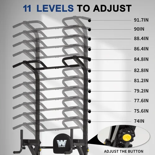 Vista 5 de BARWING Power Tower - Estación de barra de dominadas de altura ajustable para gimnasio en casa, equipo de entrenamiento de fuerza, 550 libras
