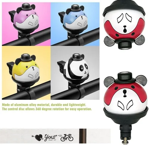 Vista 6 de Campanas de bicicleta para niños, personalidad cortada de dibujos animados panda de alto decibelio campanas de ciclismo fuerte y nítido sonido claro