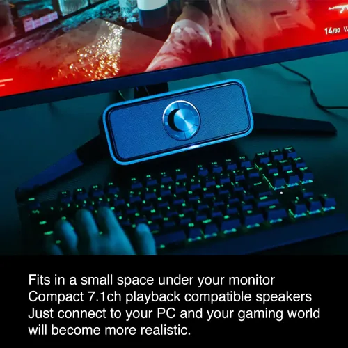 Vista 2 de PIONEER Altavoz para juegos de escritorio,Sonido TECTOR,Altavoz frontal compacto con medidor de detección de sonido LED,PC, PS5/PS4,Interruptor,USB
