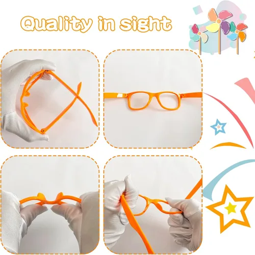 Vista 6 de 3 PCS KidsAdult Roleplay Costume, Orange Bow Tie Suspenders Glasses, Kids Birthday Party Supplies Dress Up Cosplay